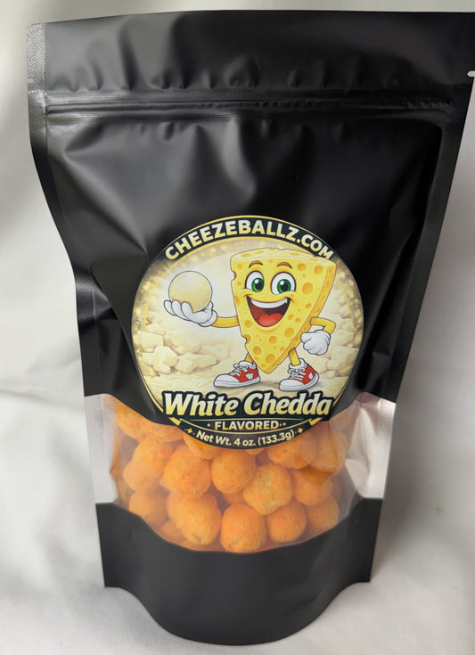 White Chedda' - Gourmet Flavored Cheeze Balls - 4 oz. Pouch