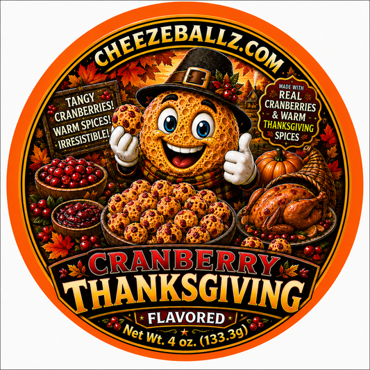 Cranberry (Thanksgiving) Flavored Gourmet Cheeze Ballz - 4oz. Pouch