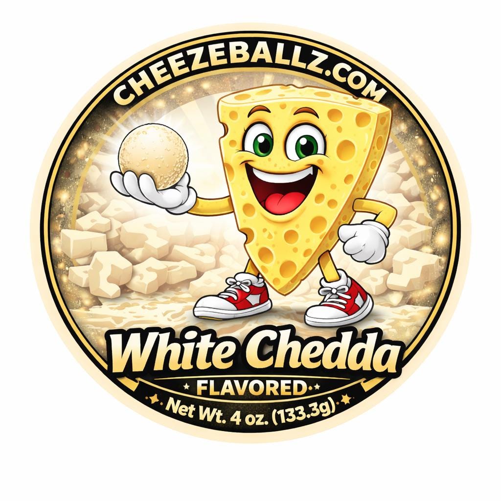 White Chedda' Flavored Gourmet Cheeze Ballz - 4oz. Pouch
